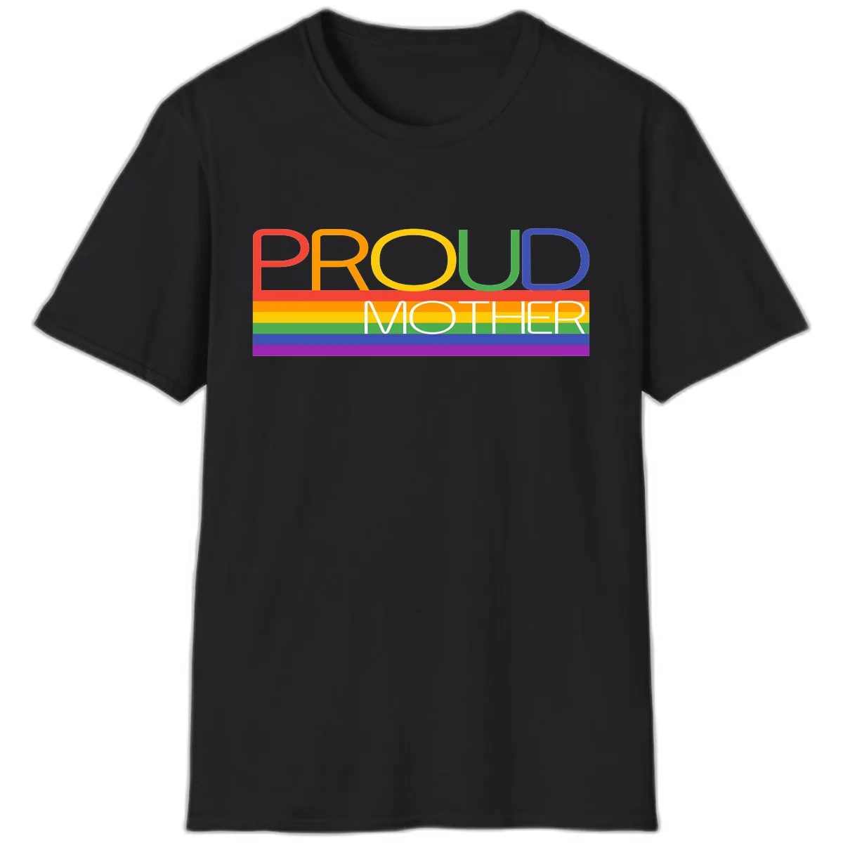 Proud Mother Rainbow Pride T-Shirt in Black