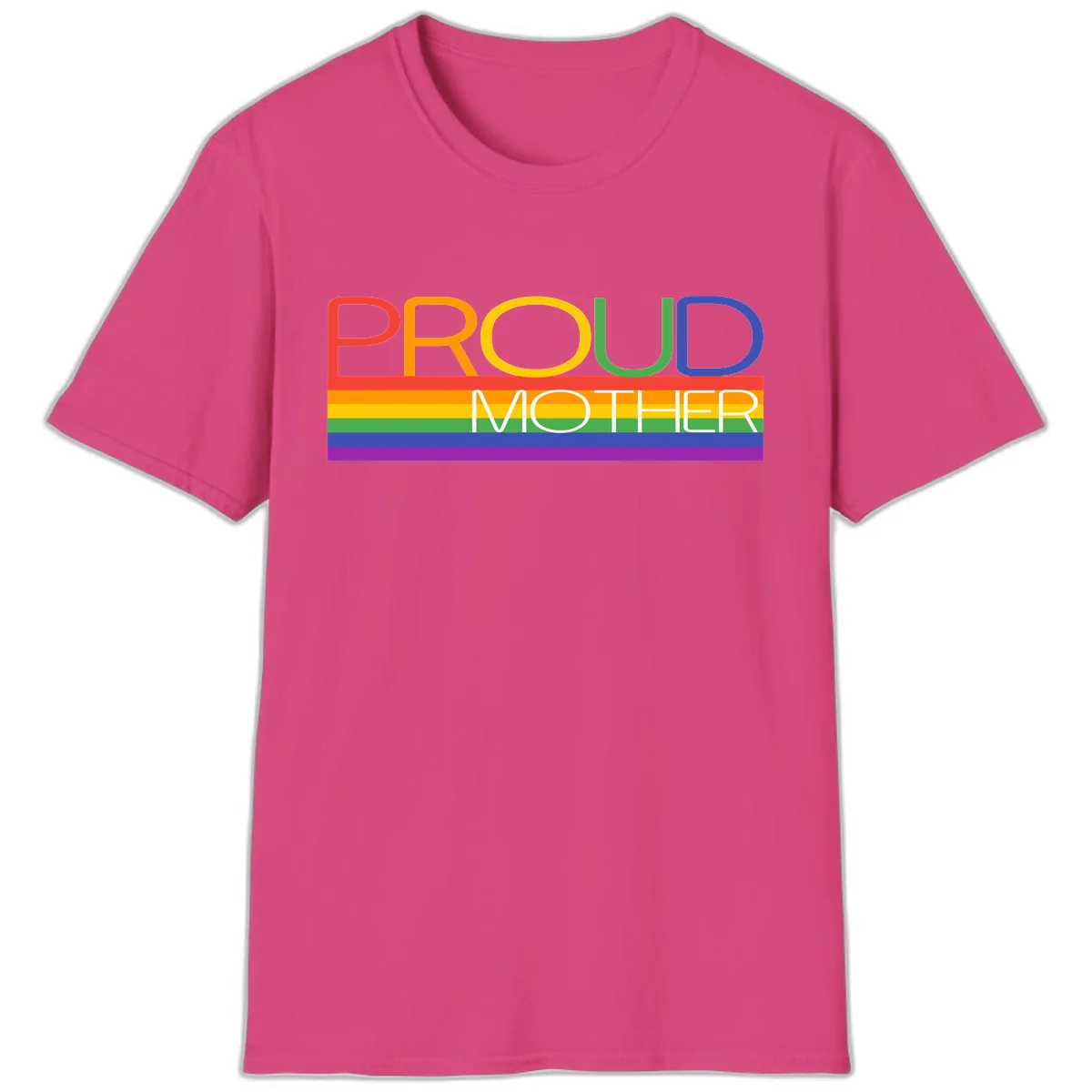 Proud Mother Rainbow Pride T-Shirt in Heliconia
