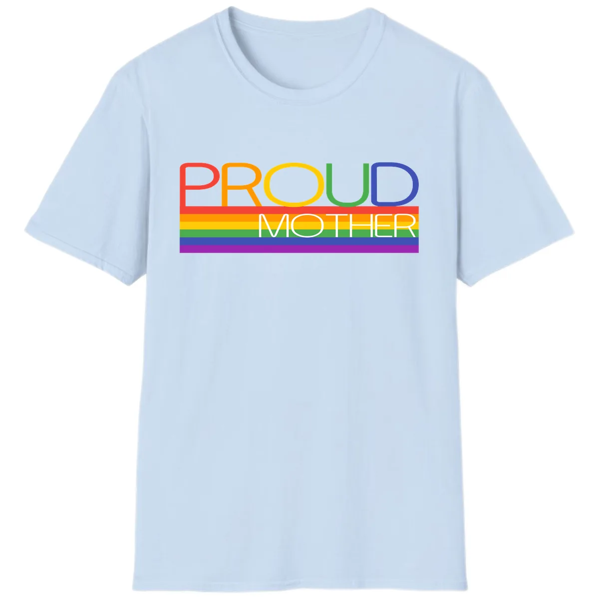 Proud Mother Rainbow Pride T-Shirt in Light Blue