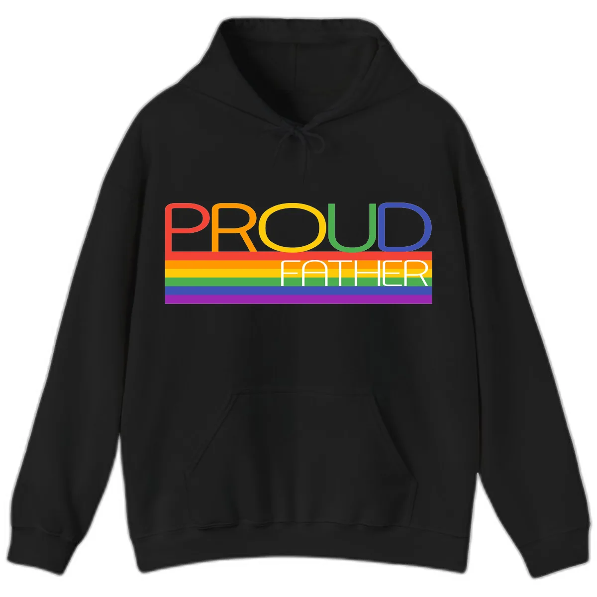 Proud Father Rainbow Pride Hoodie in Black