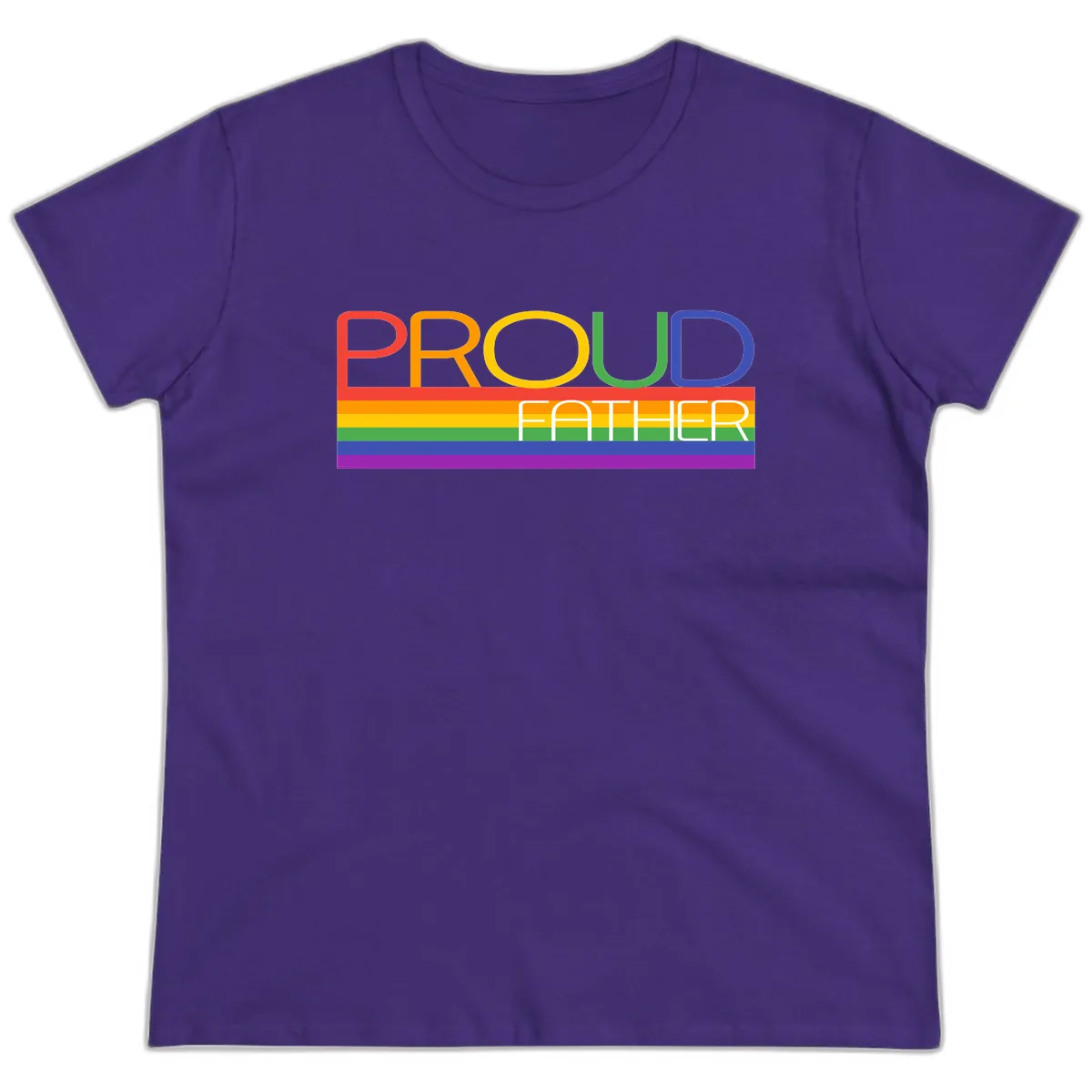 Proud Father Rainbow Pride Ladies Tee in Purple