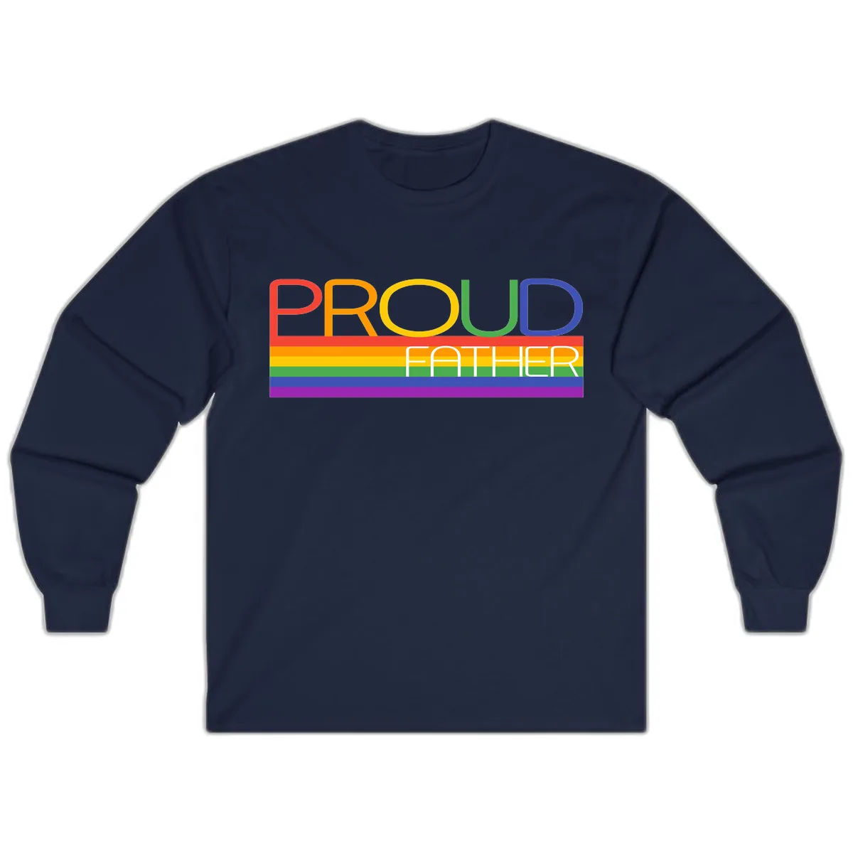 Proud Father Rainbow Pride Long Sleeve in Navy