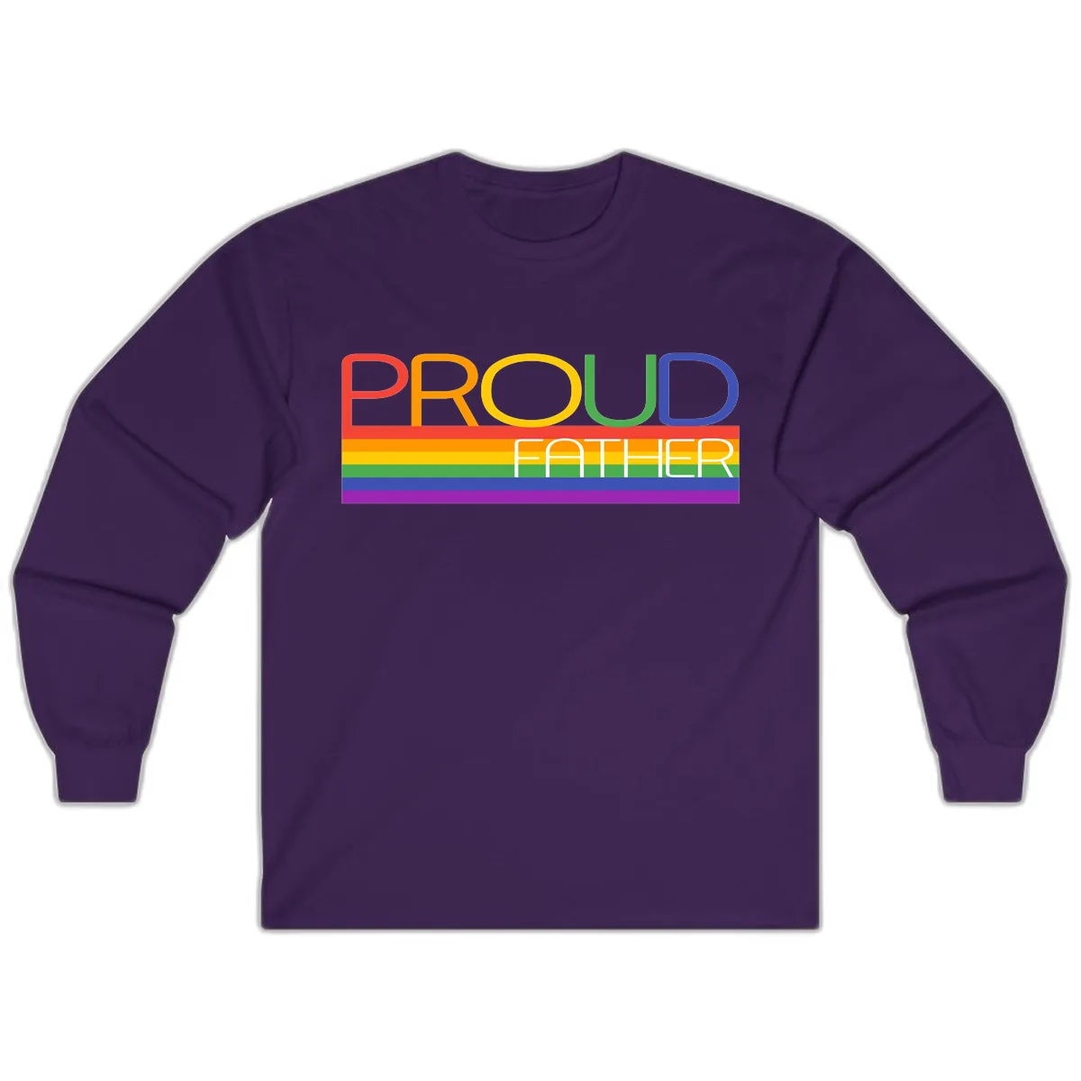 Proud Father Rainbow Pride Long Sleeve in Purple