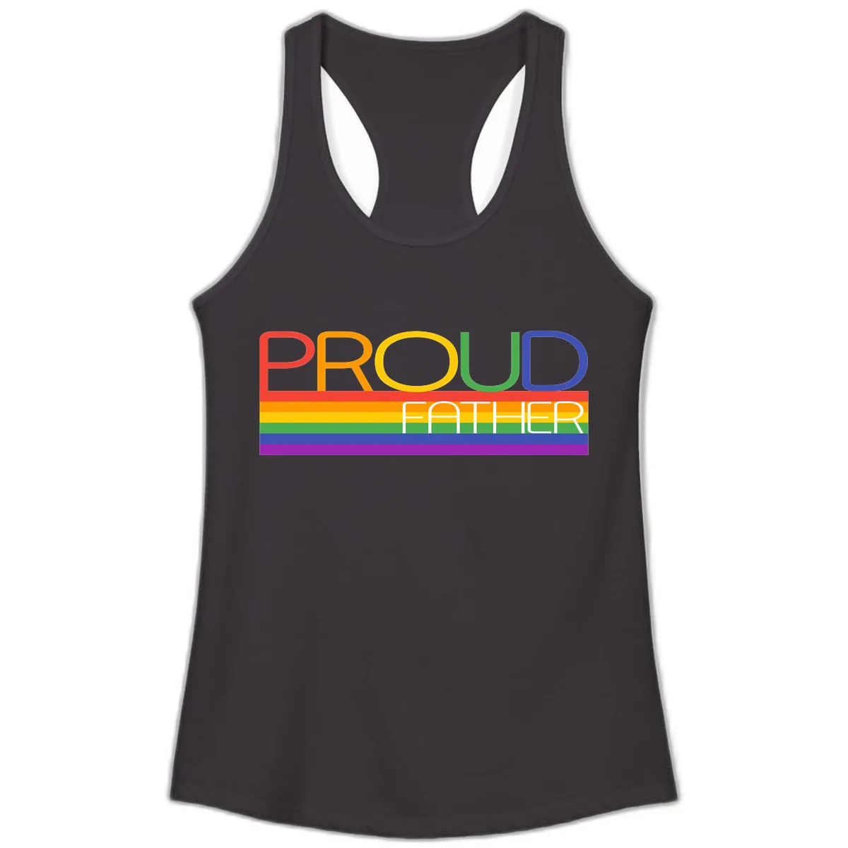 Proud Father Rainbow Pride Ladies Tank in Black