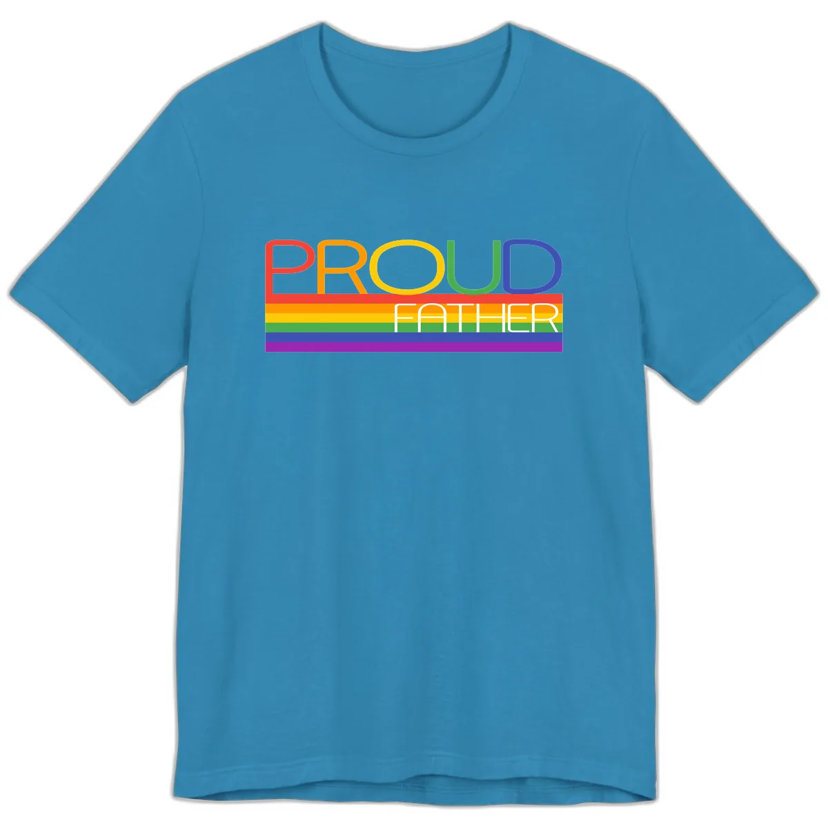 Proud Father Rainbow Pride Premium T-Shirt in Aqua