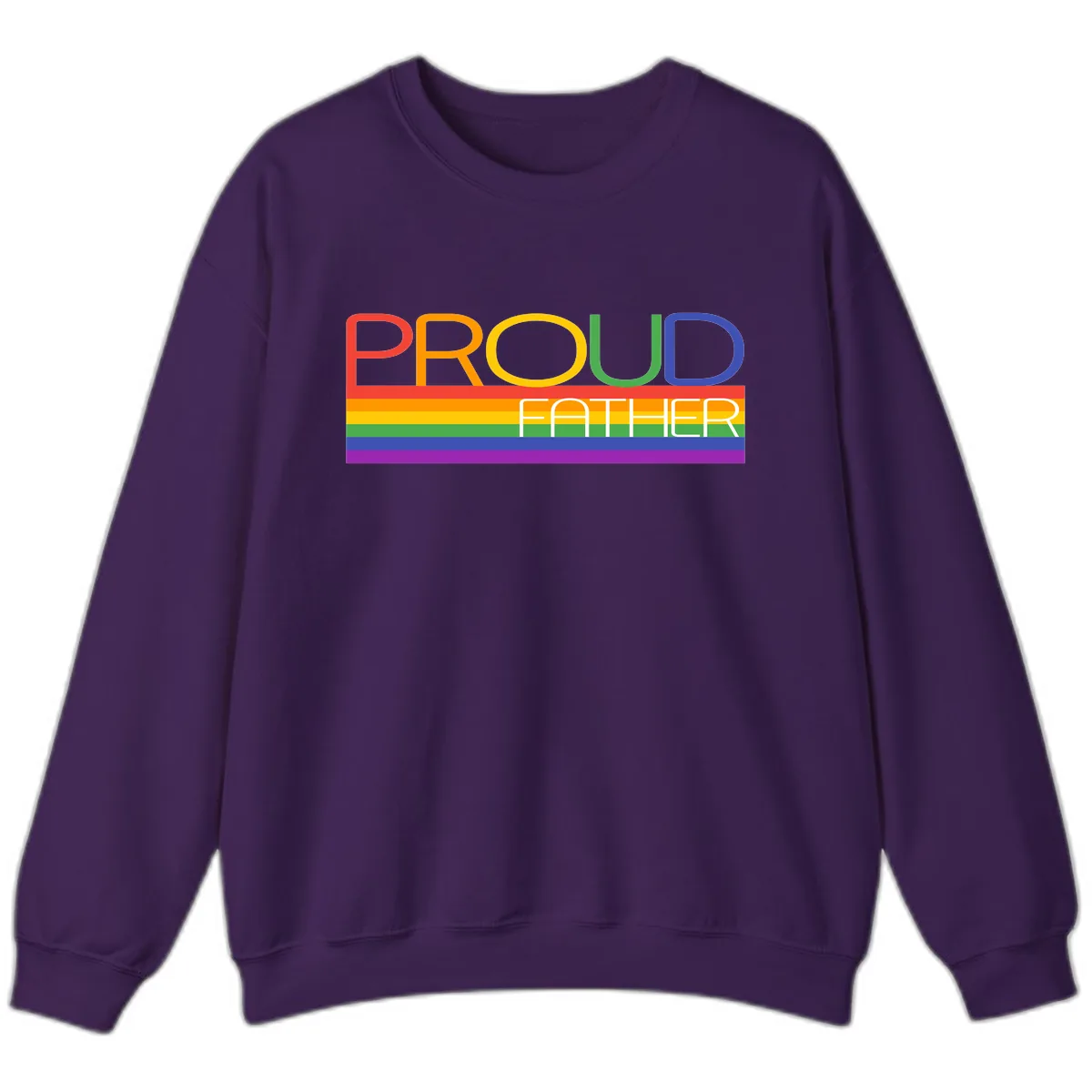 Proud Father Rainbow Pride Sweatshirt in Purple