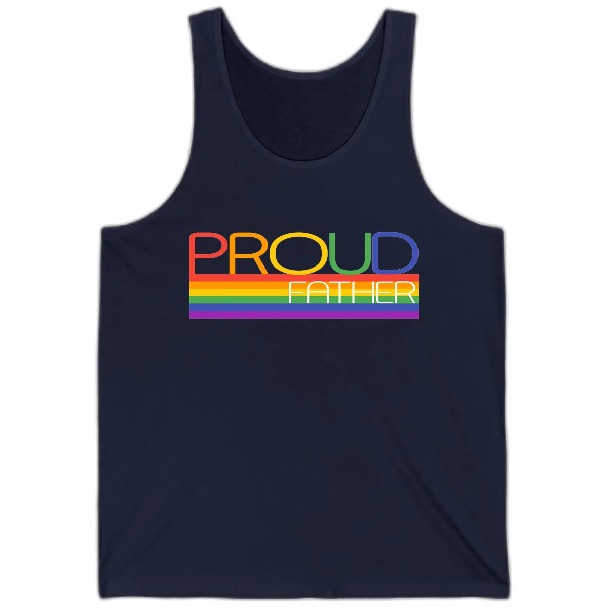 Proud Father Rainbow Pride Tank in Navy