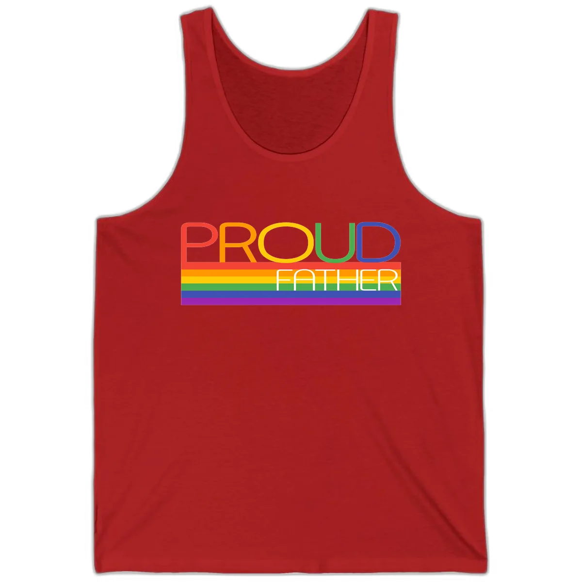 Proud Father Rainbow Pride Tank in Red