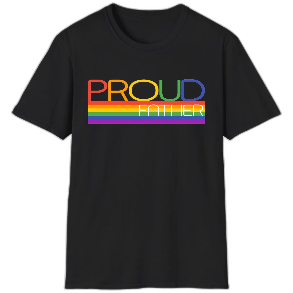 Proud Father Rainbow Pride T-Shirt in Black