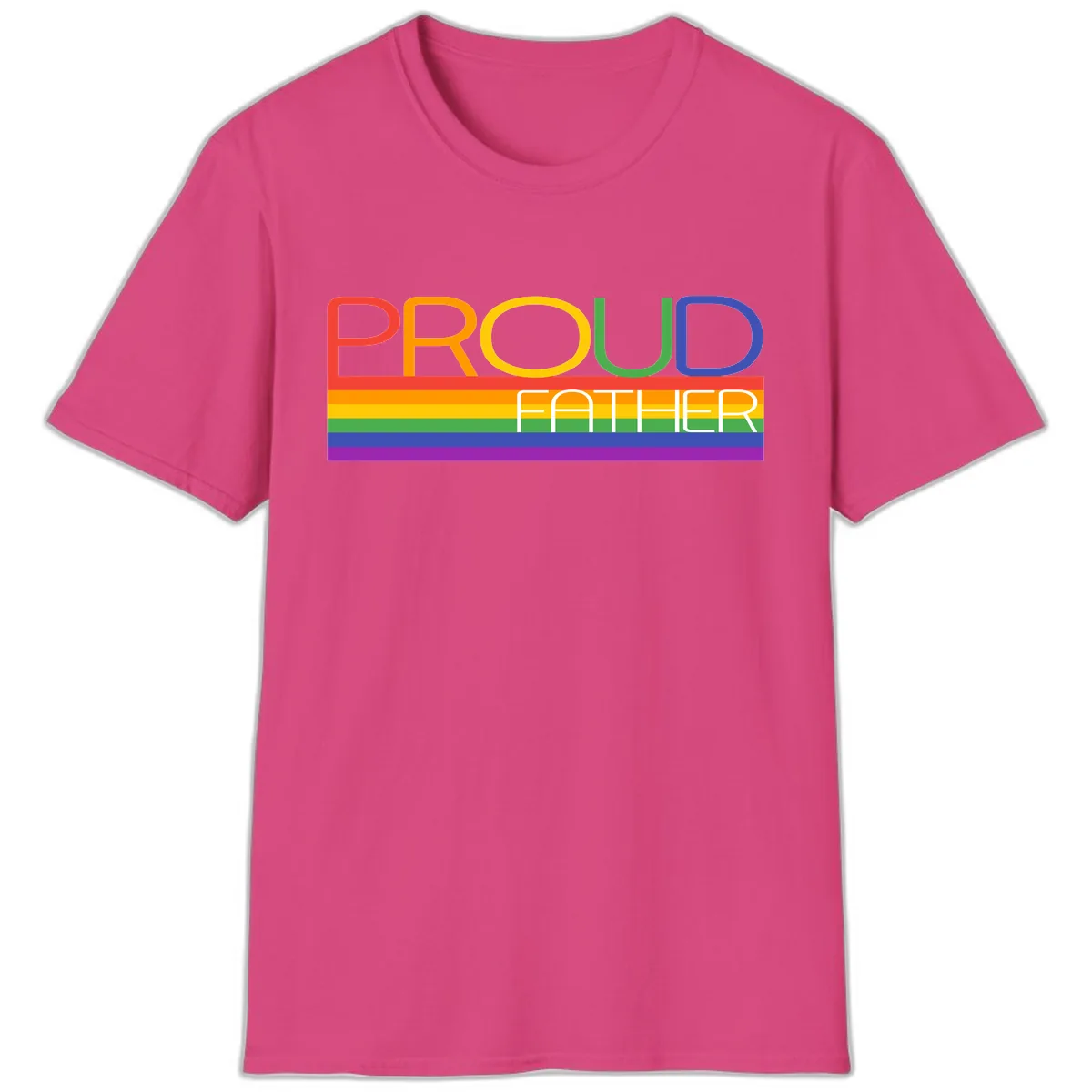 Proud Father Rainbow Pride T-Shirt in Heliconia