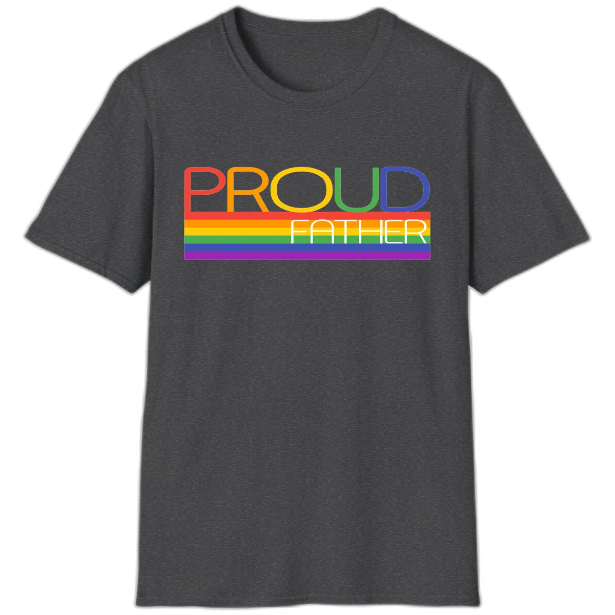 Proud Father Rainbow Pride T-Shirt in Dark Heather
