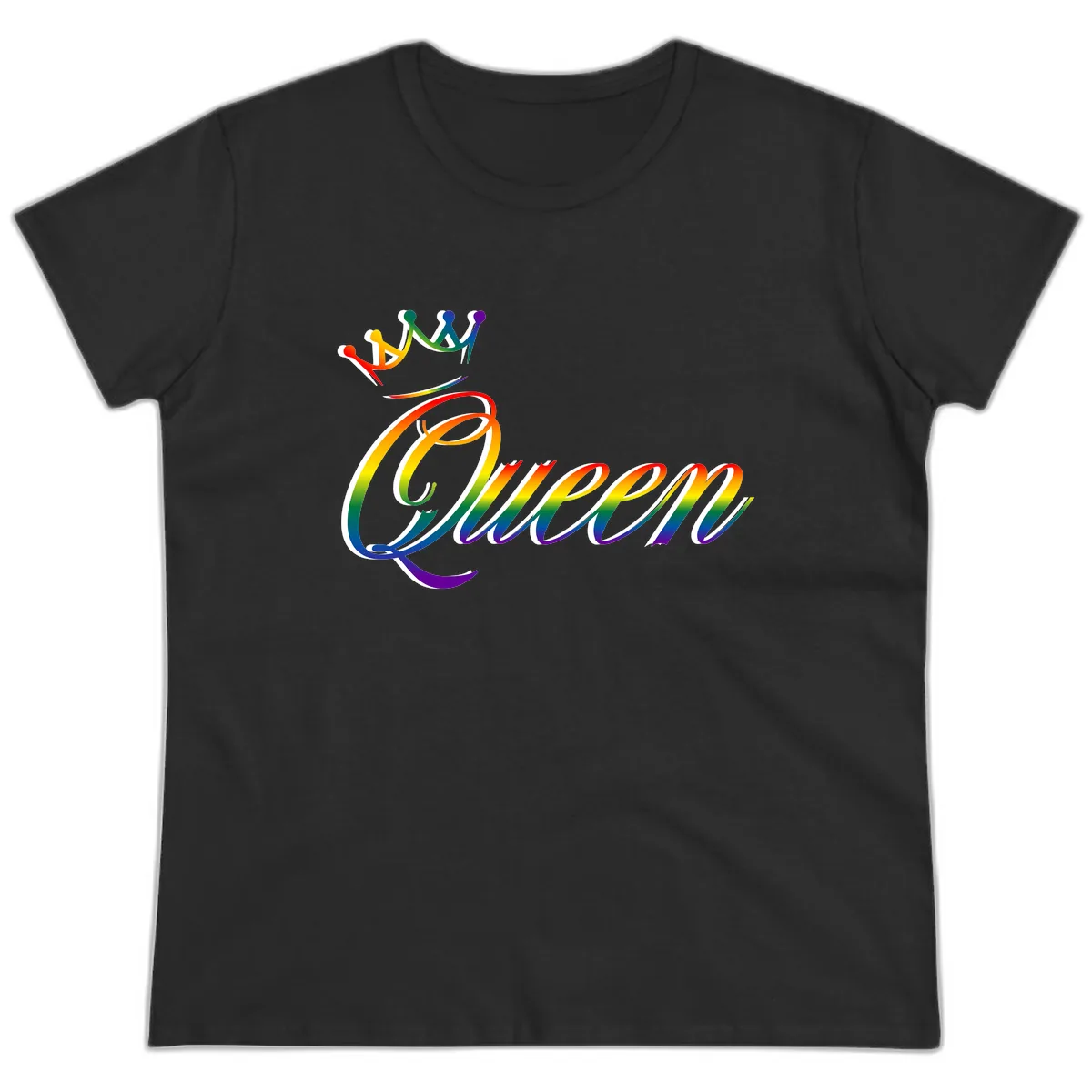 Rainbow Unity Pride Design Ladies Tee in Black