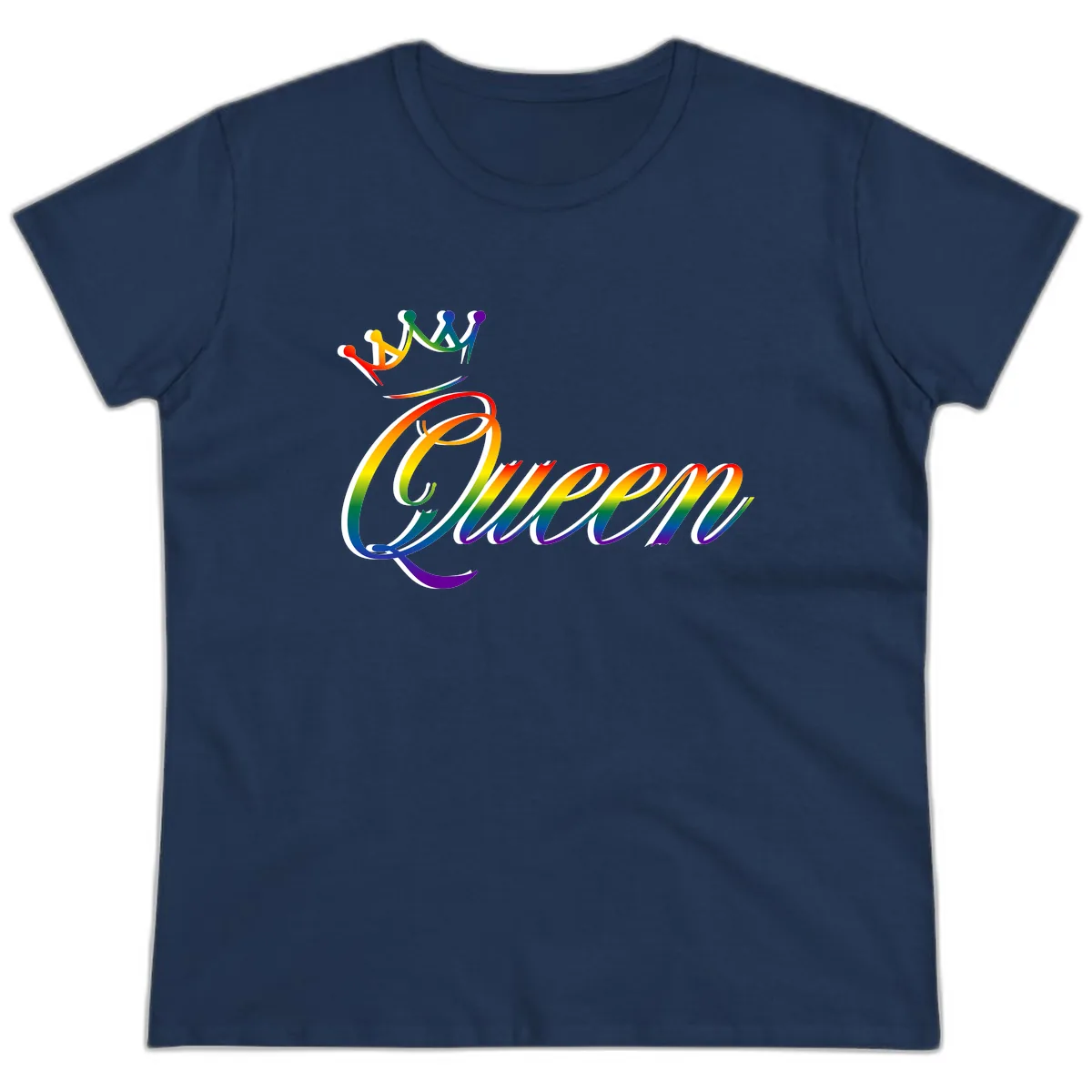 Rainbow Unity Pride Design Ladies Tee in Navy