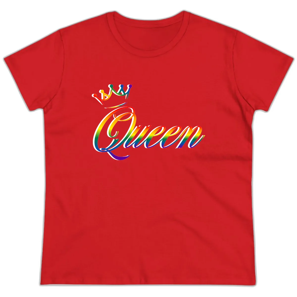 Rainbow Unity Pride Design Ladies Tee in Red