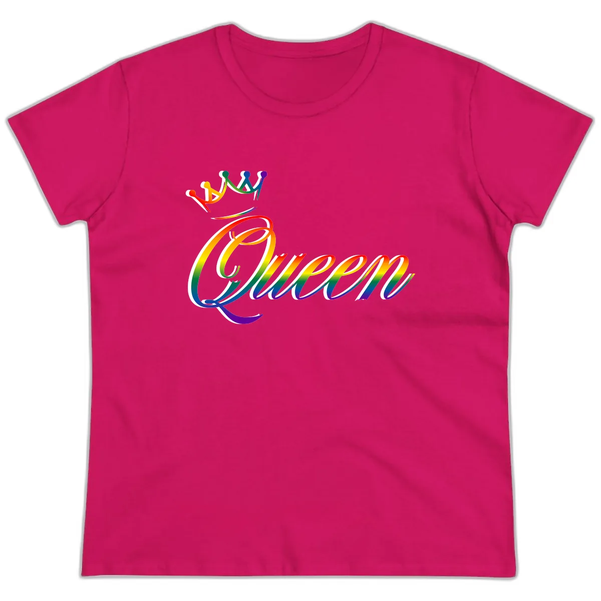 Rainbow Unity Pride Design Ladies Tee in Heliconia