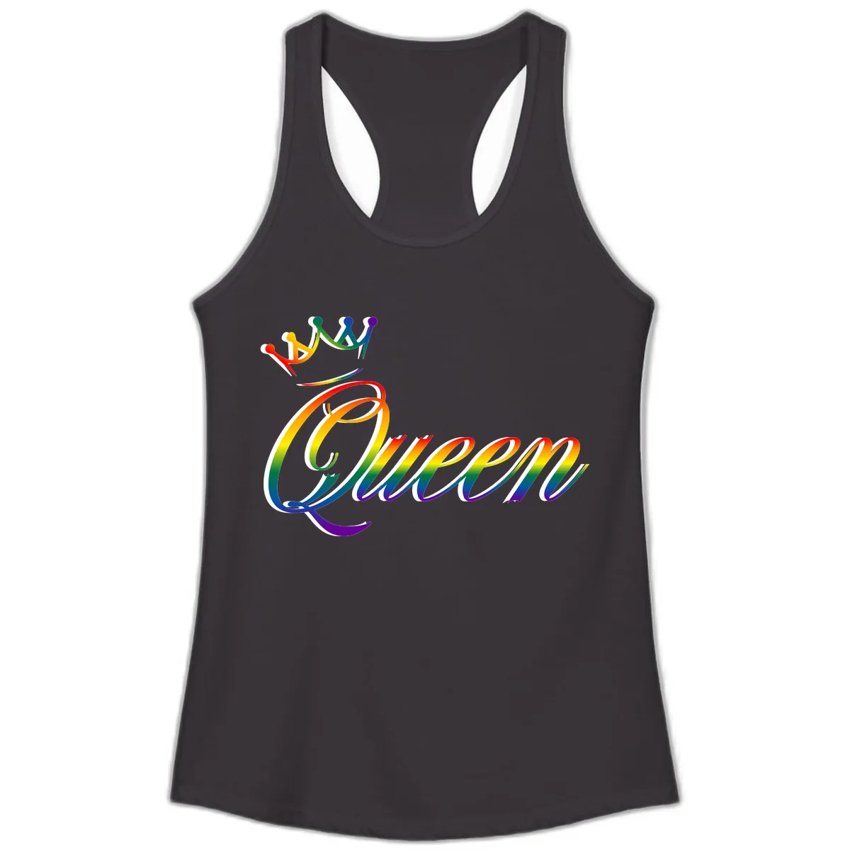Rainbow Unity Pride Design Ladies Tank in Black