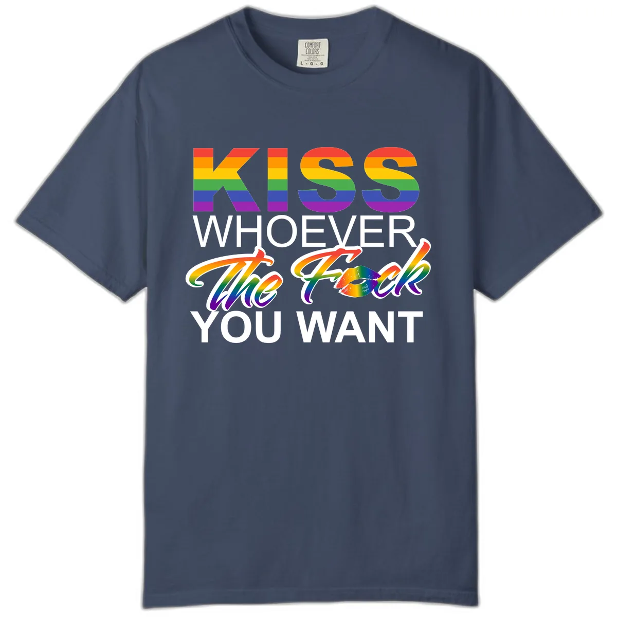 Kiss Whoever You Want Pride Comfort Color in Midnight