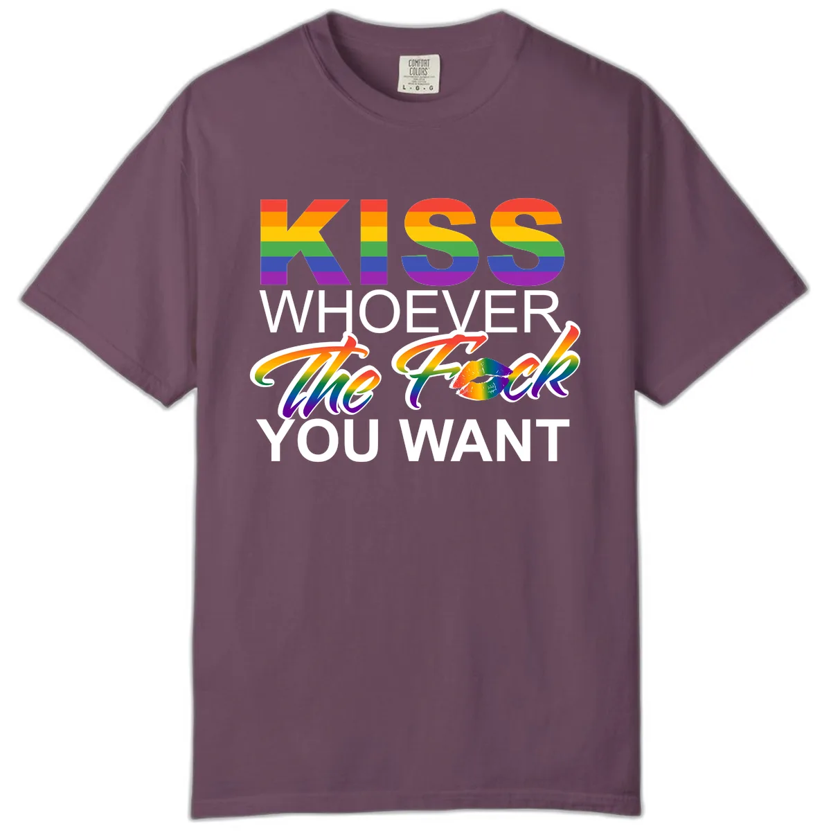 Kiss Whoever You Want Pride Comfort Color in Berry
