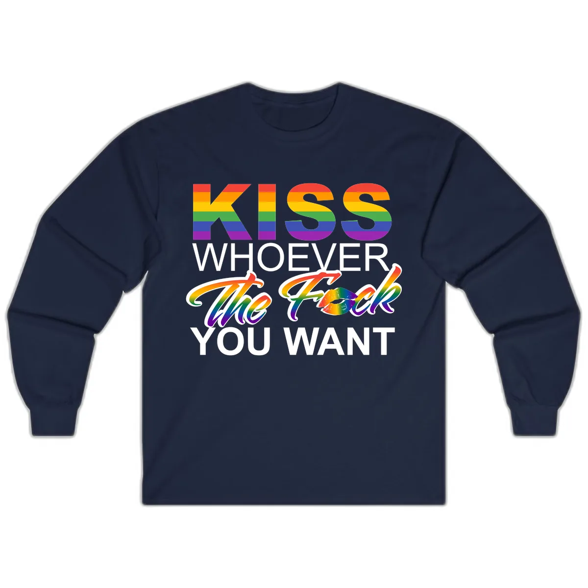 Kiss Whoever You Want Pride Long Sleeve in Navy