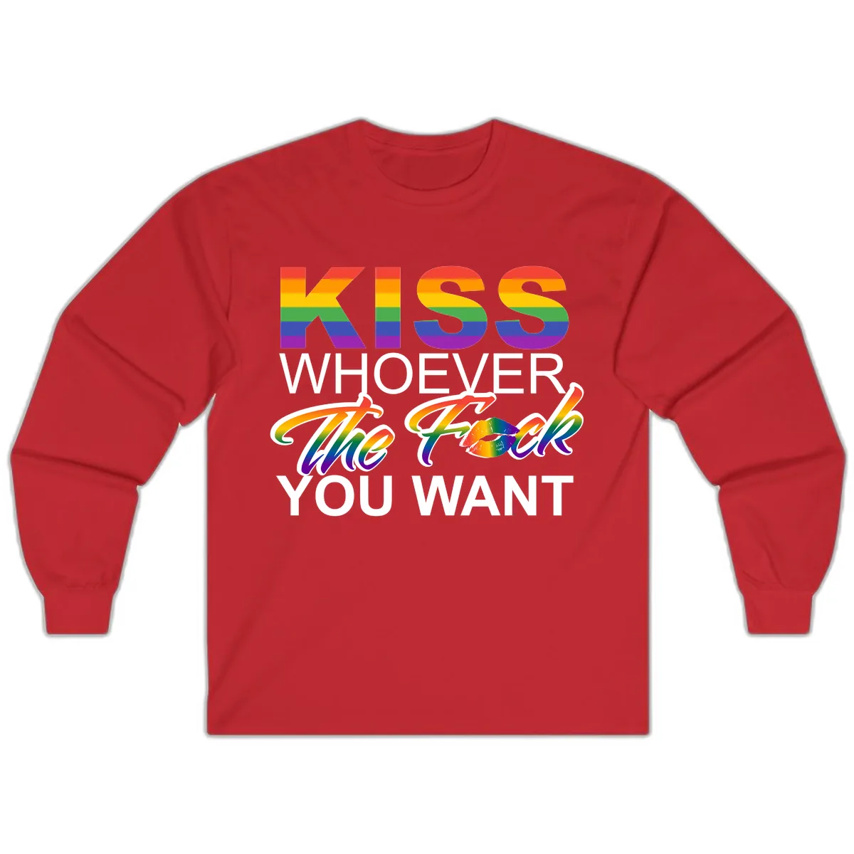 Kiss Whoever You Want Pride Long Sleeve in Red