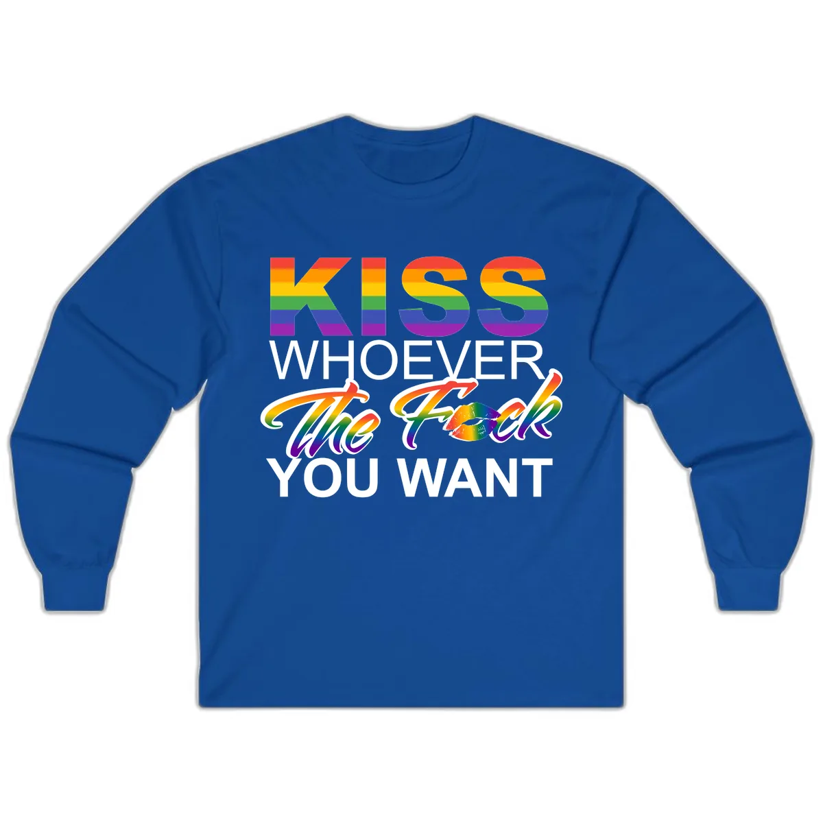 Kiss Whoever You Want Pride Long Sleeve in Royal