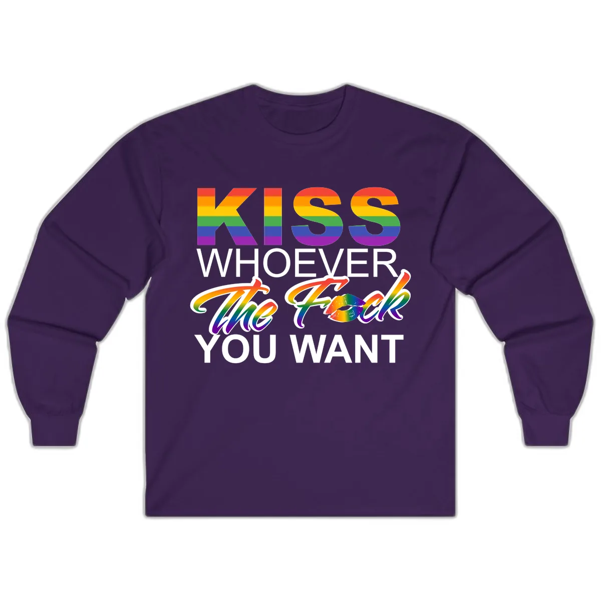 Kiss Whoever You Want Pride Long Sleeve in Purple