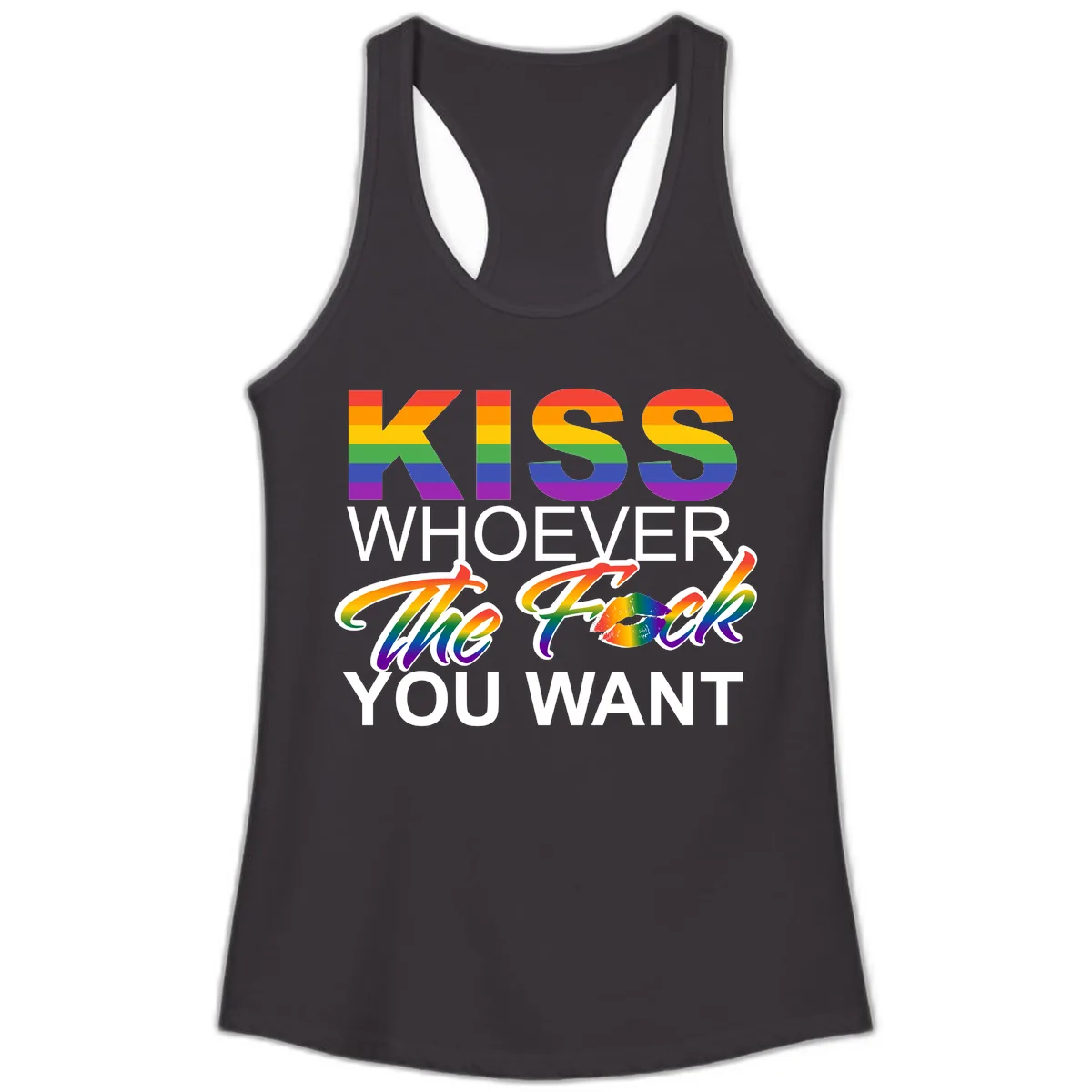 Kiss Whoever You Want Pride Ladies Tank in Black