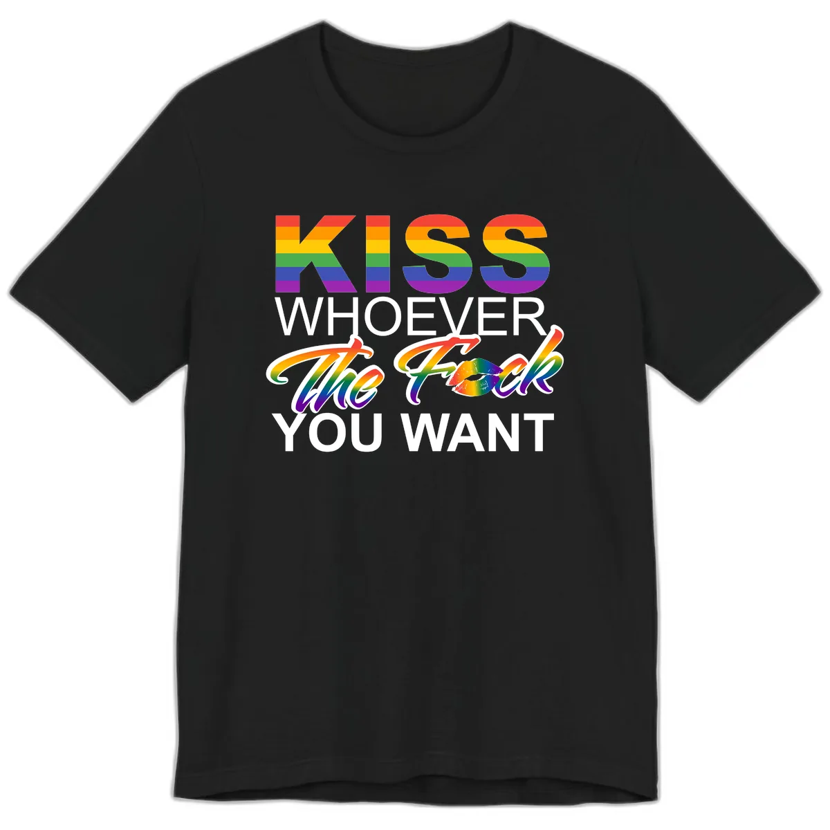 Kiss Whoever You Want Pride Premium T-Shirt in Black