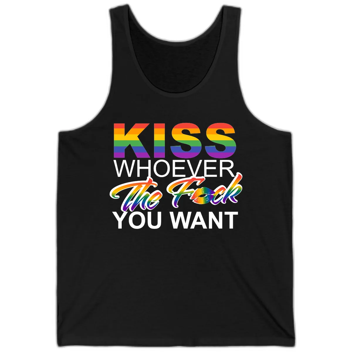 Kiss Whoever You Want Pride Tank in Black