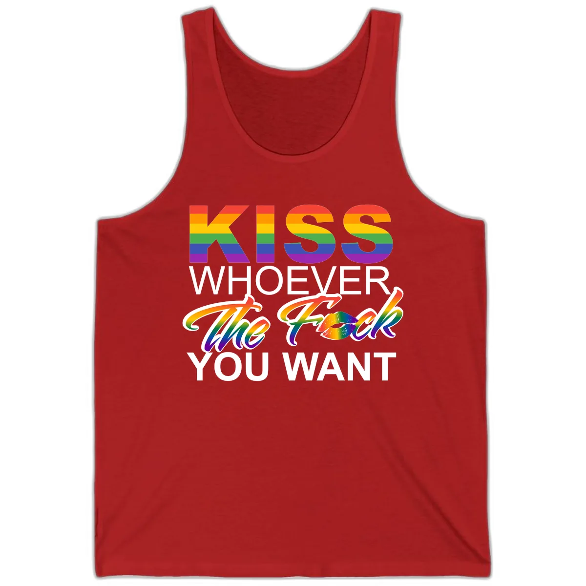 Kiss Whoever You Want Pride Tank in Red