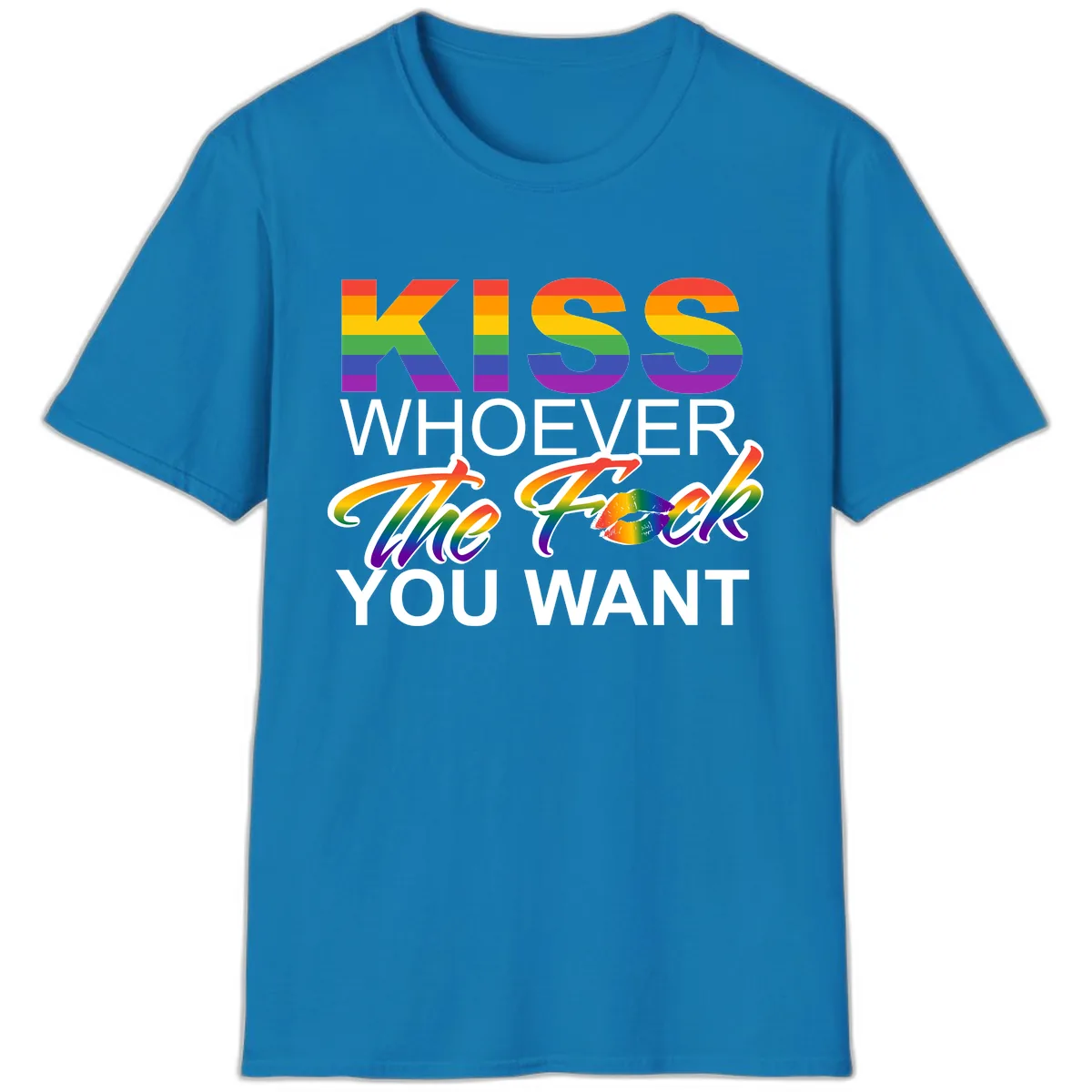 Kiss Whoever You Want Pride T-Shirt in Sapphire
