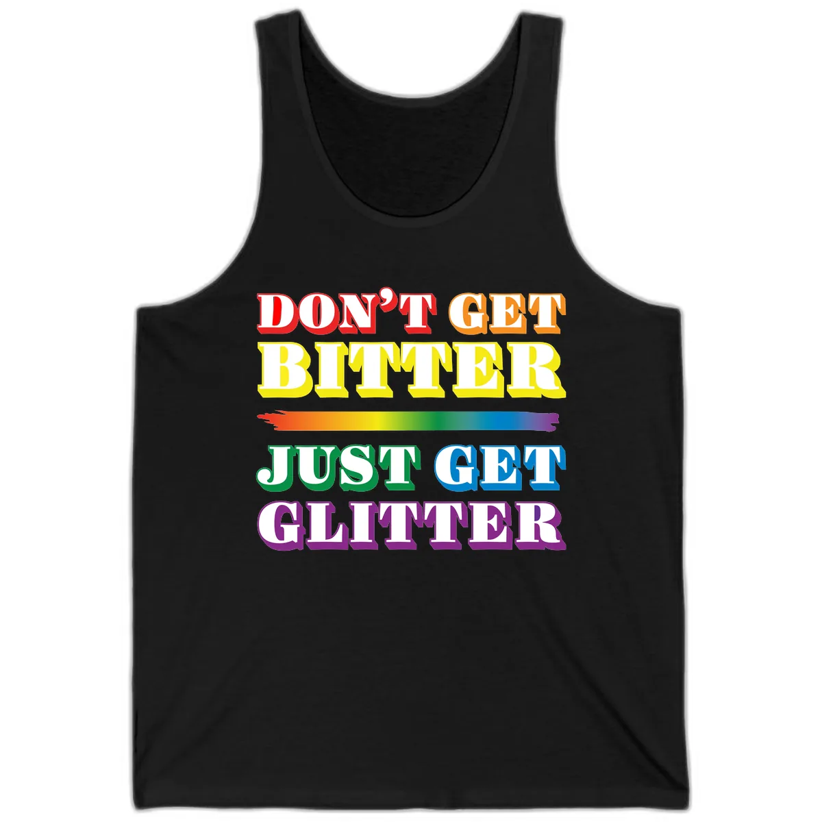 Don't Get Bitter Just Get Glitter Tank in Black