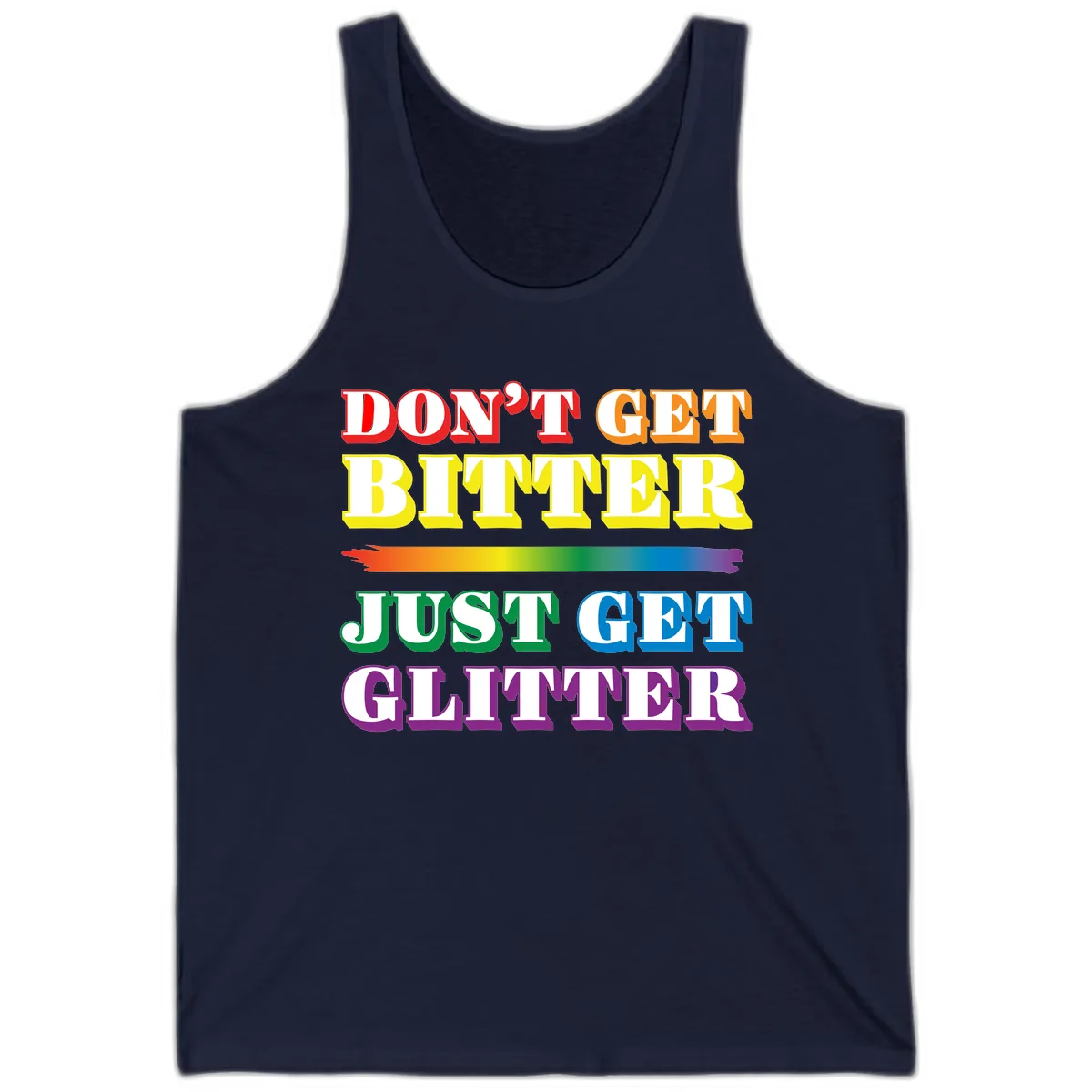 Don't Get Bitter Just Get Glitter Tank in Navy