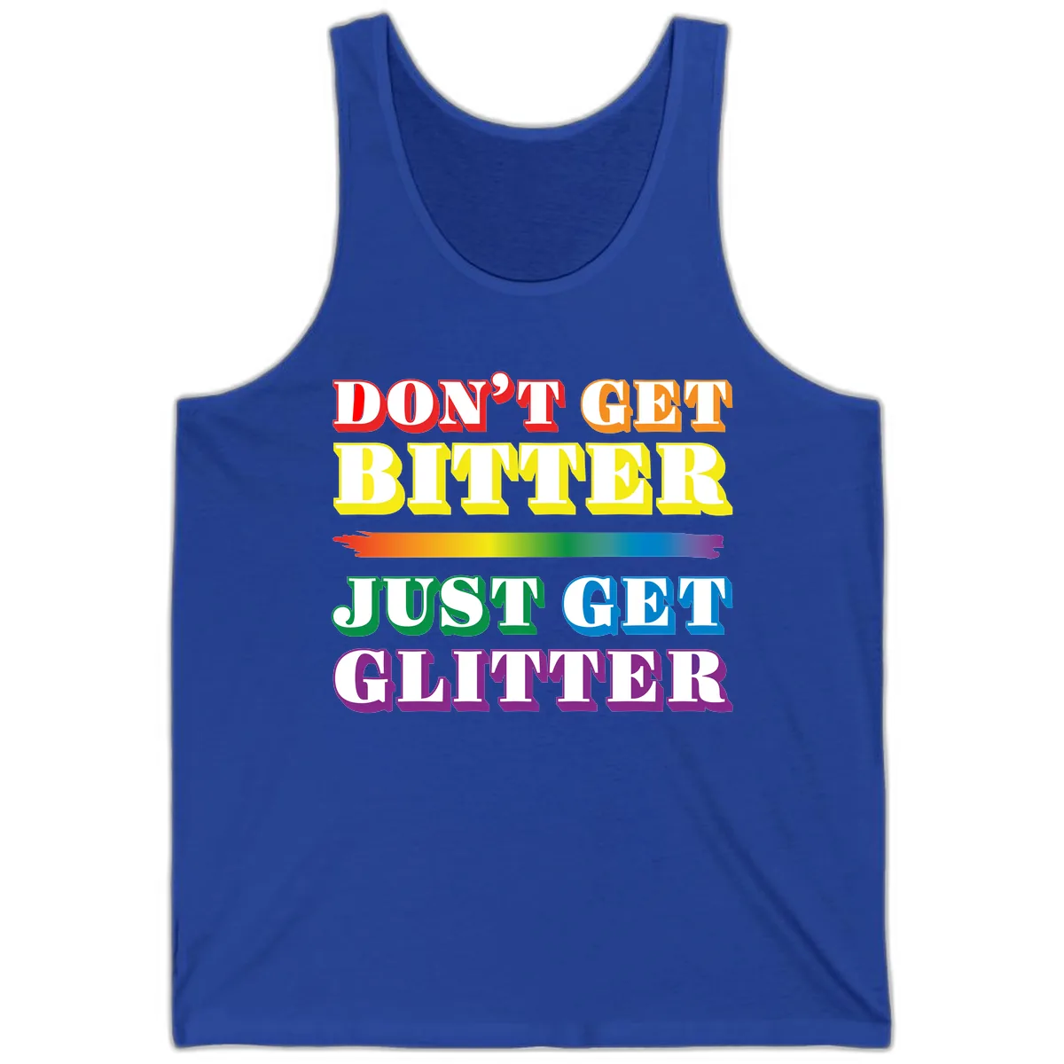 Don't Get Bitter Just Get Glitter Tank in True Royal