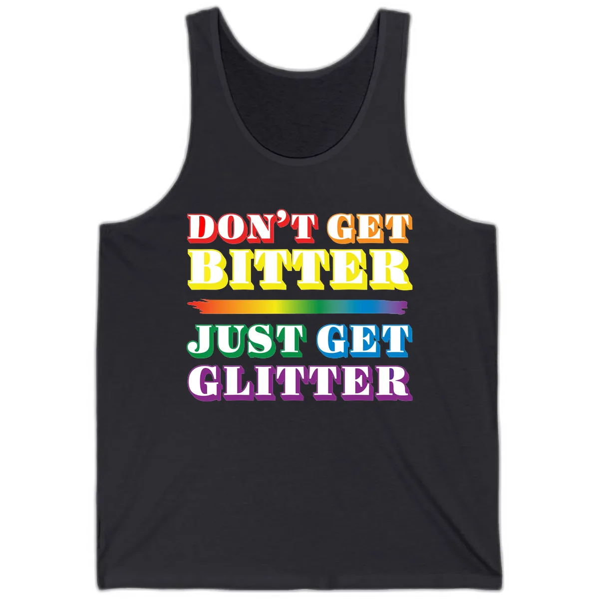 Don't Get Bitter Just Get Glitter Tank in Dark Grey