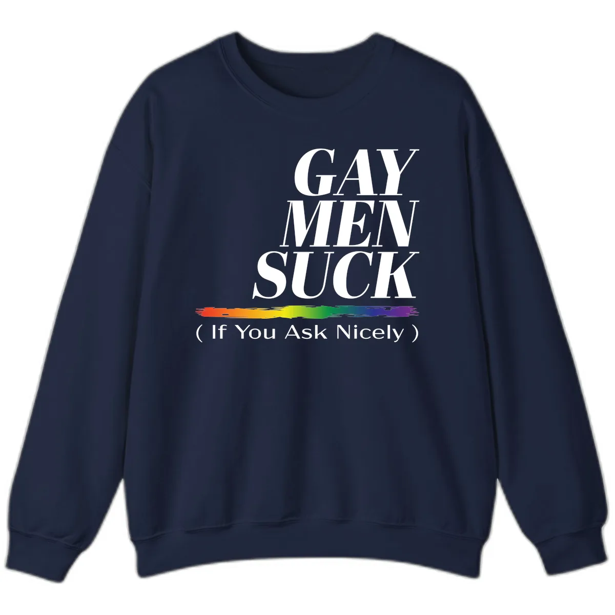Gay Men Suck If You Ask Nicely Sweatshirt in Navy