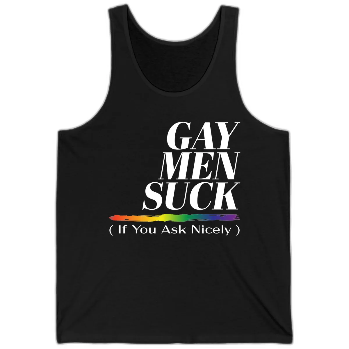 Gay Men Suck If You Ask Nicely Tank in Black