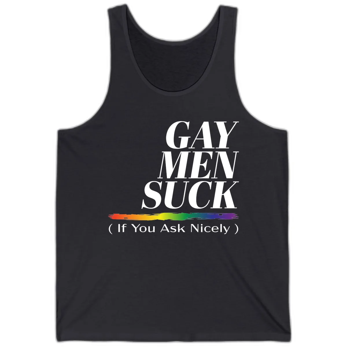 Gay Men Suck If You Ask Nicely Tank in Dark Grey