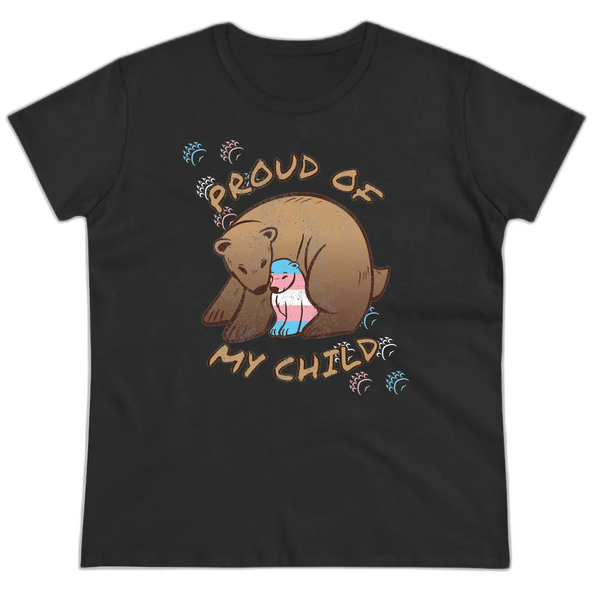 Proud As My Chubby Bear Ladies Tee in Black