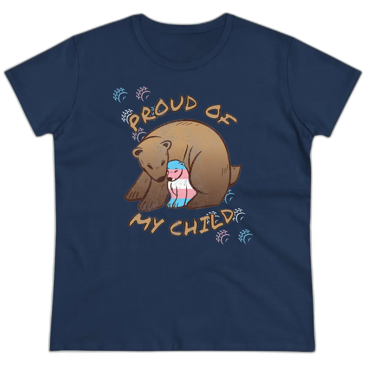 Proud As My Chubby Bear Ladies Tee in Navy