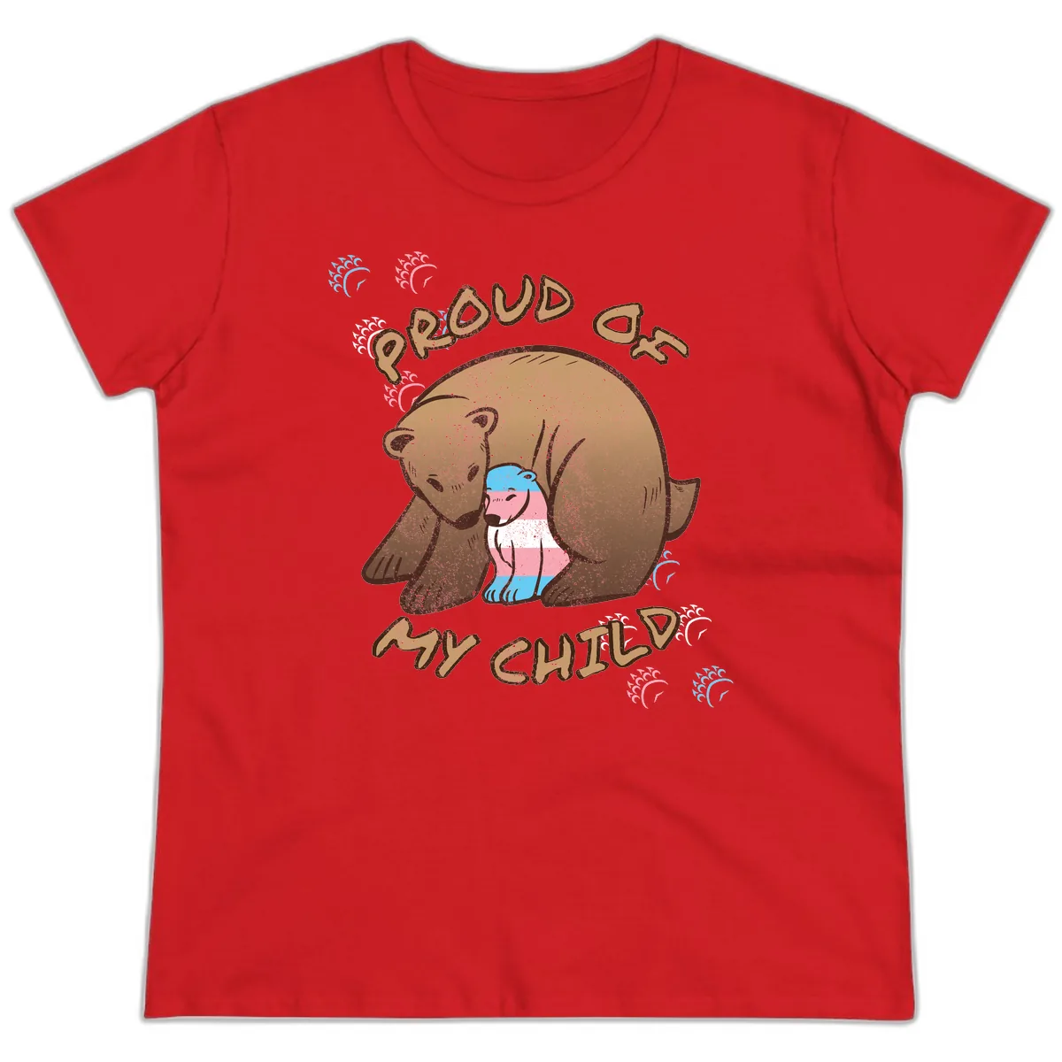 Proud As My Chubby Bear Ladies Tee in Red