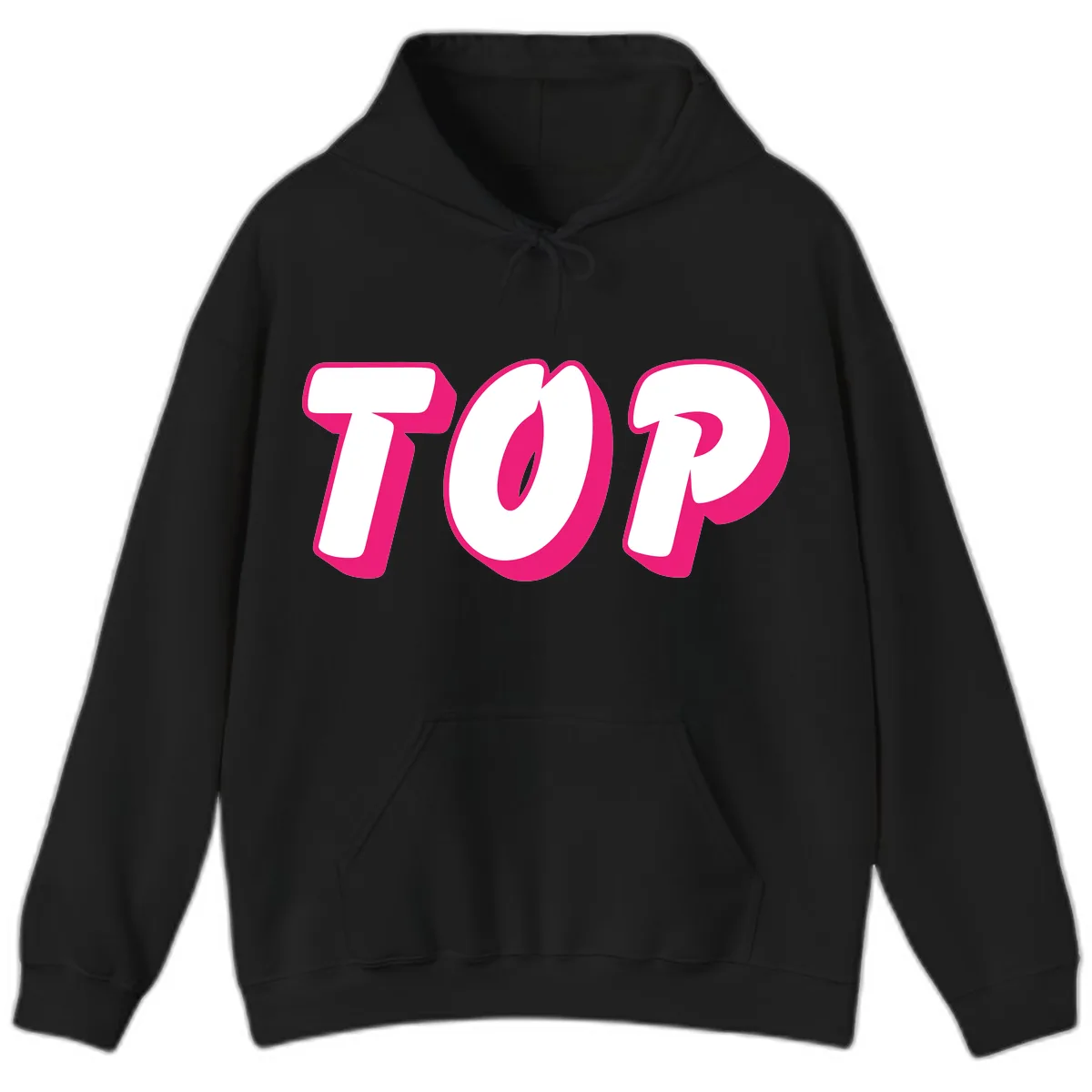 Top Pop Typography Design Hoodie in Black