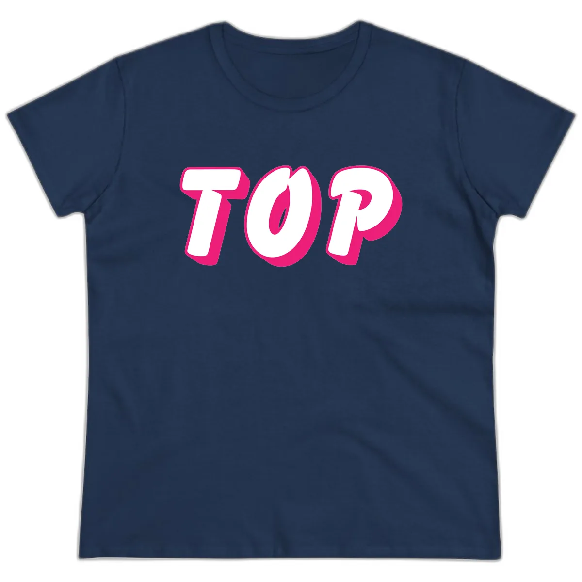 Top Pop Typography Design Ladies Tee in Navy