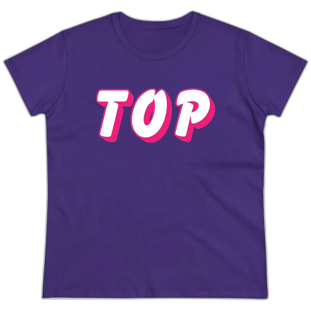 Top Pop Typography Design Ladies Tee in Purple