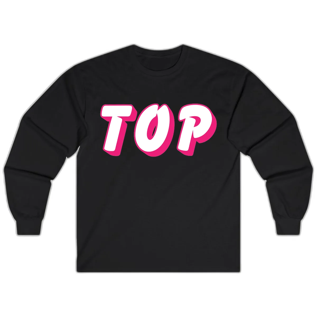 Top Pop Typography Design Long Sleeve in Black