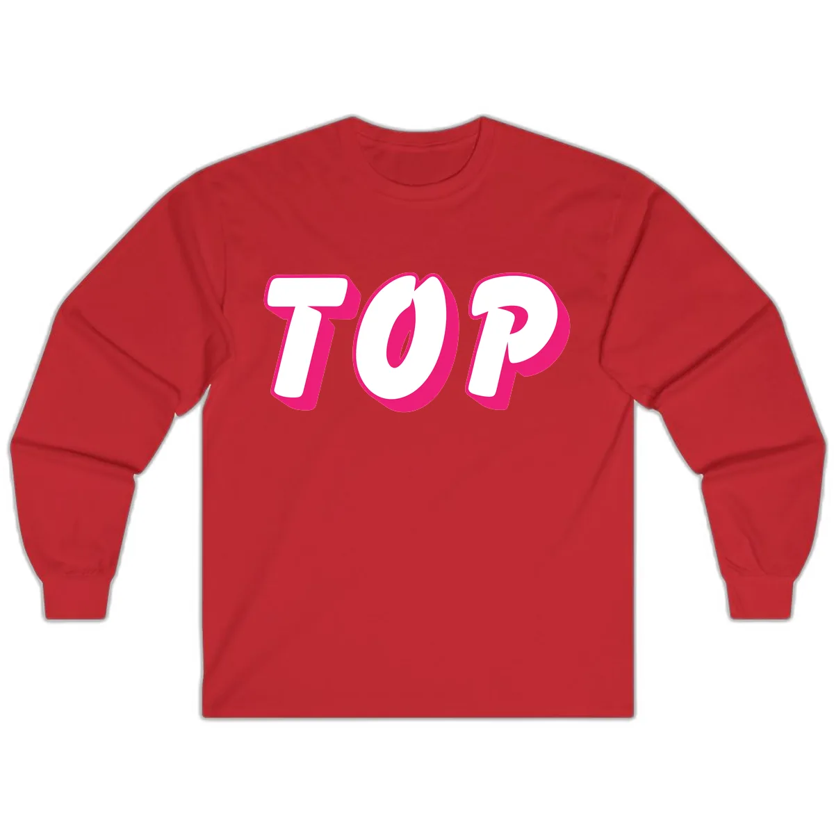 Top Pop Typography Design Long Sleeve in Red