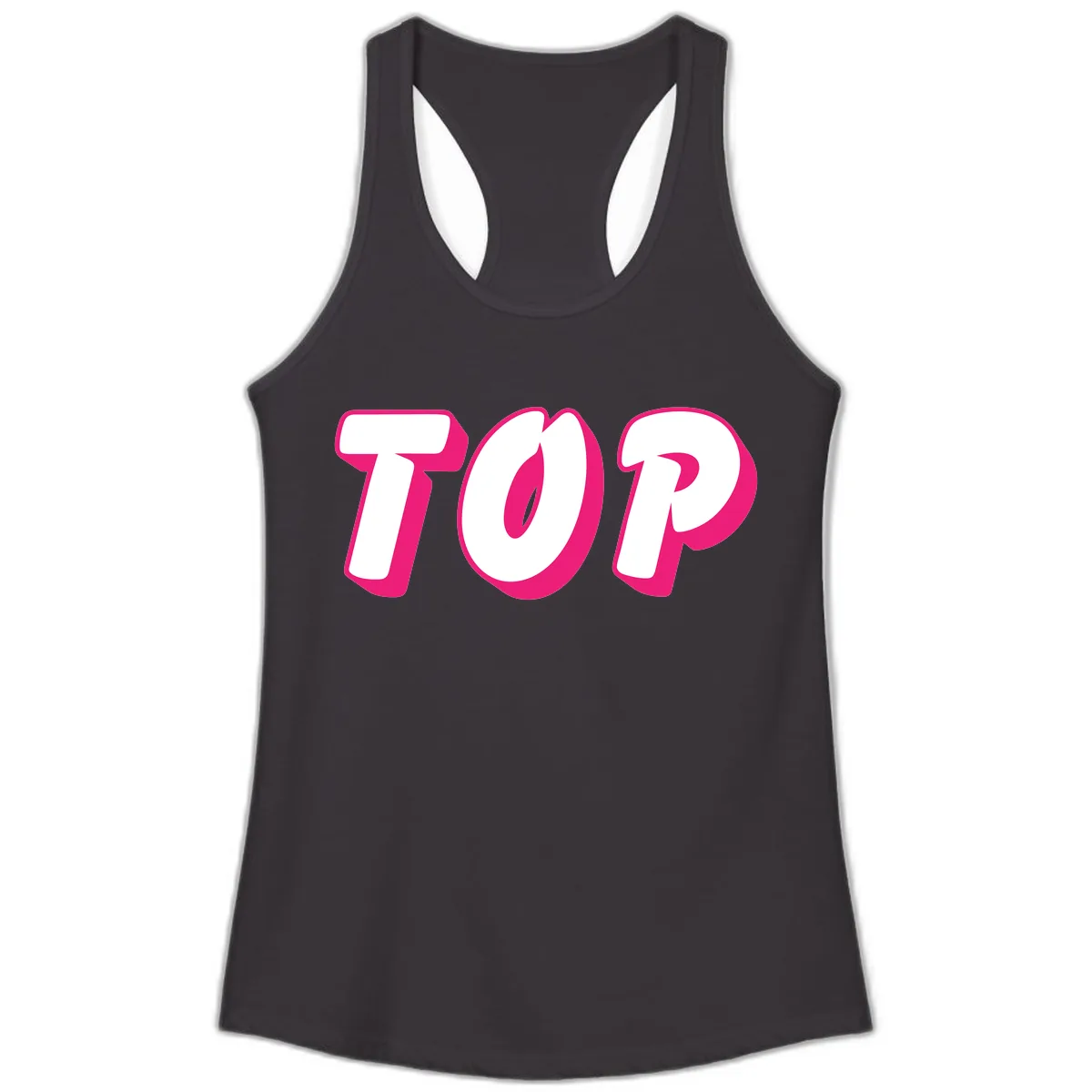 Top Pop Typography Design Ladies Tank in Black