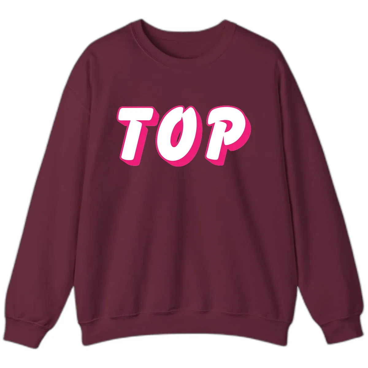Top Pop Typography Design Sweatshirt in Maroon