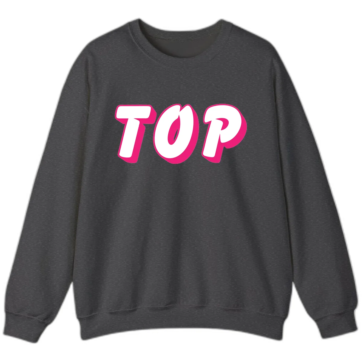 Top Pop Typography Design Sweatshirt in Dark Heather