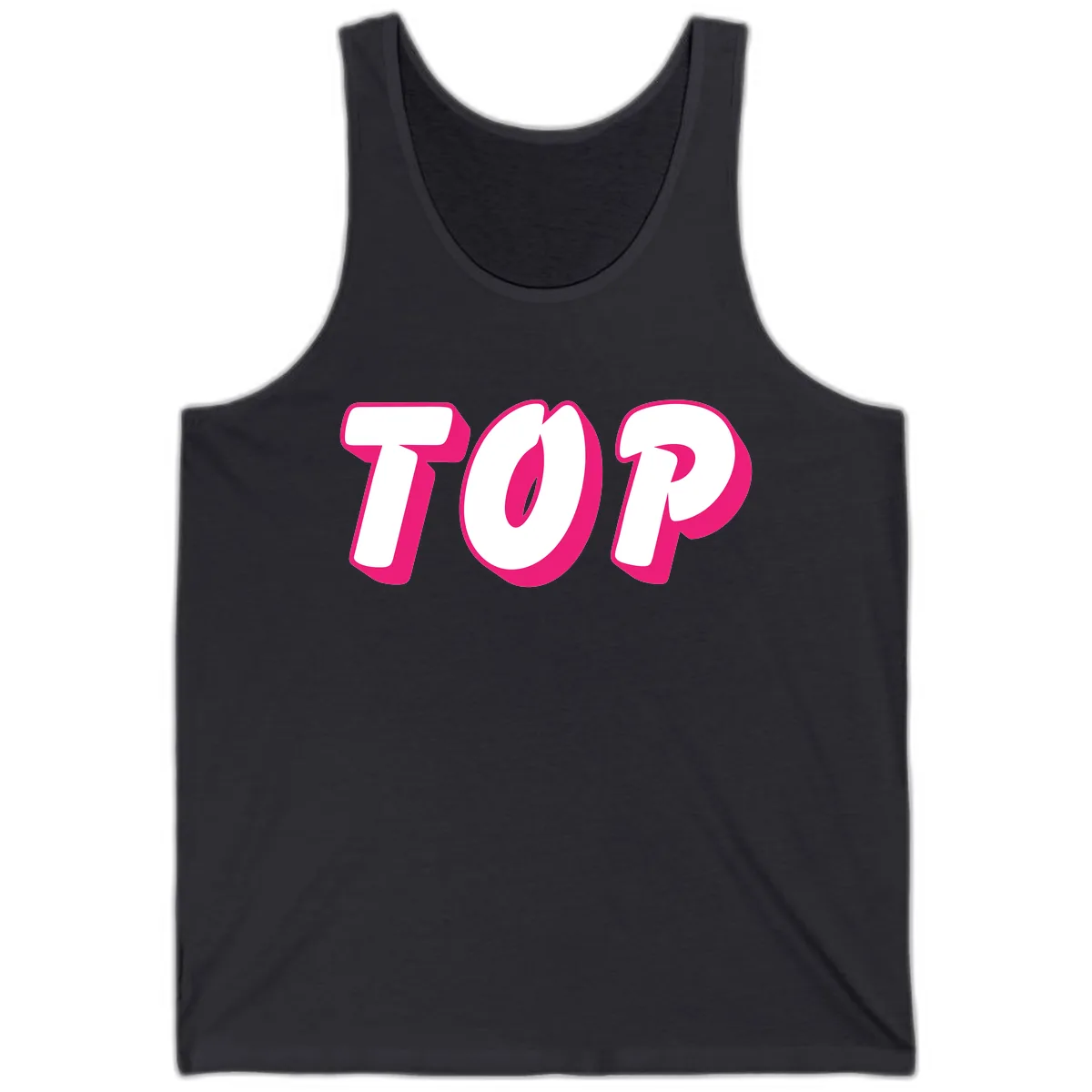 Top Pop Typography Design Tank in Dark Grey